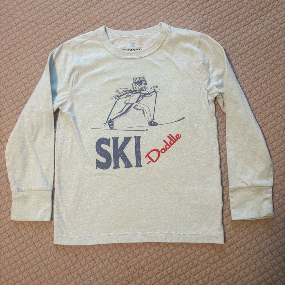 Crewcuts Cream Long Sleeve Ski Graphic Tee